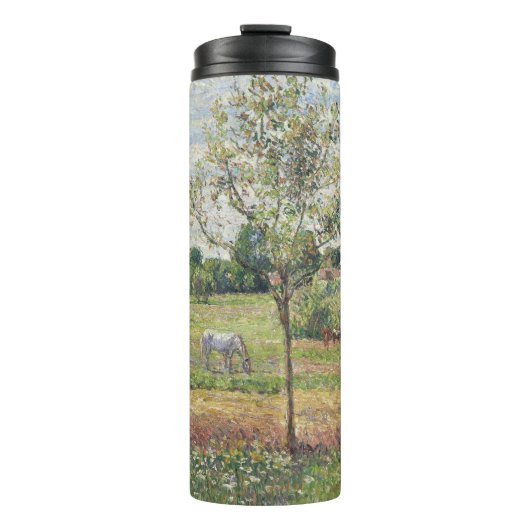 Die Wiese mit grauem Pferd, Eragny, Ölmalerei Thermosbecher (Vorderseite)
