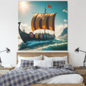 Die Wikinglongschiff schneidet durch die Wellen Leinwanddruck (Insitu (Schlafzimmer))