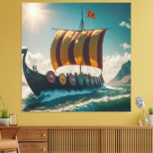 Die Wikinglongschiff schneidet durch die Wellen Leinwanddruck (Insitu (Wohnzimmer))
