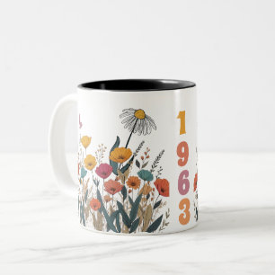 Die Wildblume der Frauen Geburtsjahr Ed. Nummer T  Zweifarbige Tasse