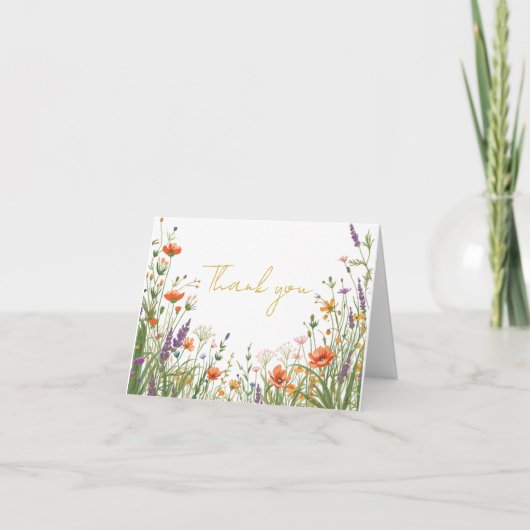 Die Wildblumenwiese Hochzeit Danke Karte (Vorderseite)