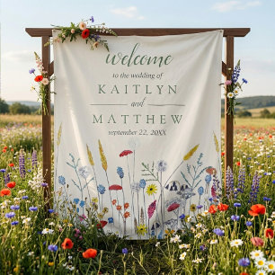 Die Wildblumenwiese-Hochzeitssuite - Hintergrund Wandteppich
