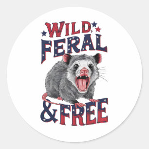 Die wilde Opossum-Wild-Wildnis und die freie Possu Runder Aufkleber