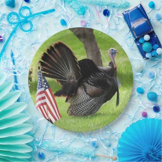 Die wilde Türkei mit amerikanischer Flagge Pappteller (Party)