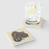 Die wilde Türkei mit Monogramm Steinuntersetzer (Seitenansicht)