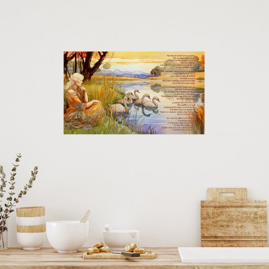 Die wilden Schwäne von Coole Gedicht und Kunstwerk Poster (Küche)