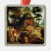 Die wilder Eber-Jagd Silbernes Ornament (Vorne)