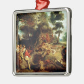 Die wilder Eber-Jagd Silbernes Ornament (Links)