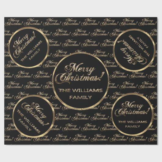 Die Williams-Familie Imitats Gold Black Christmas Geschenkpapier (Flach)