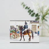 Die Willkommensparty der Pferde Postkarte (Stehend Vorderseite)