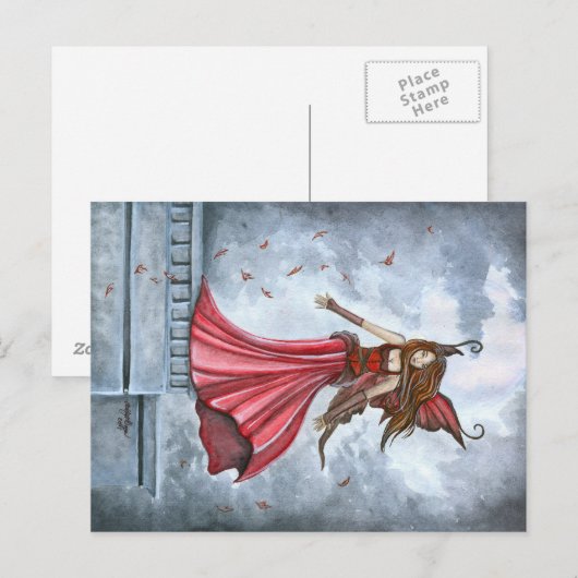 Die Wind Fairy Postkarte beschwören (Vorne/Hinten)