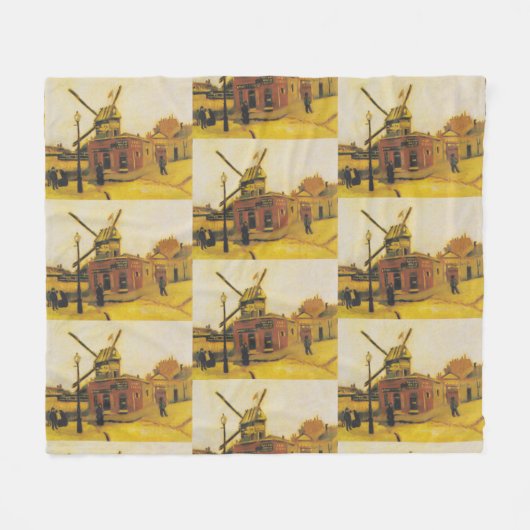 Die Windmühle von Galette von Vincent van Gogh Fleecedecke (Vorderseite (Horizontal))