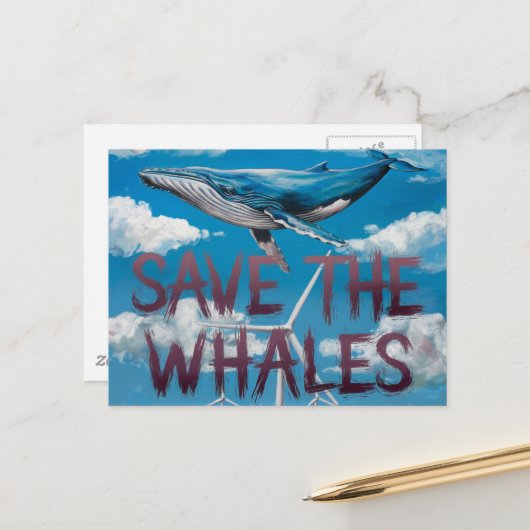 Die Windmühle "Whales Energy" gerettet Postkarte (Vorderseite/Rückseite Beispiel)
