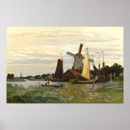 Die Windmühle Zaandam, Monet 1871 Poster (Vorne)