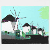 Die Windmühlen, Mykonos, Cyclades, Griechenland Fleecedecke (Vorderseite (Horizontal))