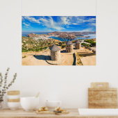 Die Windmühlen von Chora auf der Insel Patmos, Gri Poster (Küche)