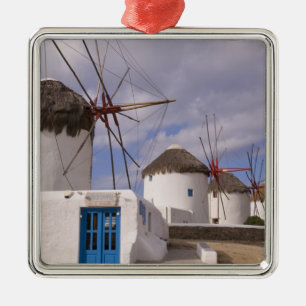 Die Windmühlen von Mykonos auf den griechischen In Ornament Aus Metall