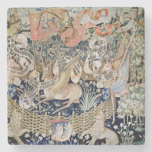 Die Winged Rotwild (Tapisserie) Steinuntersetzer (Vorderseite)