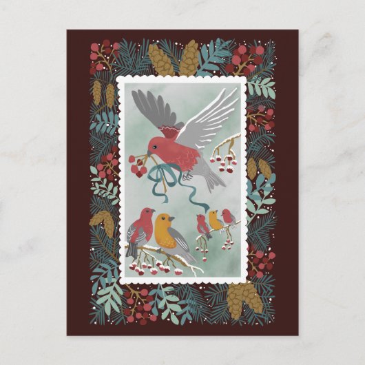 Die Winter Earth Song Crimson Red Postcard Postkarte (Vorderseite)