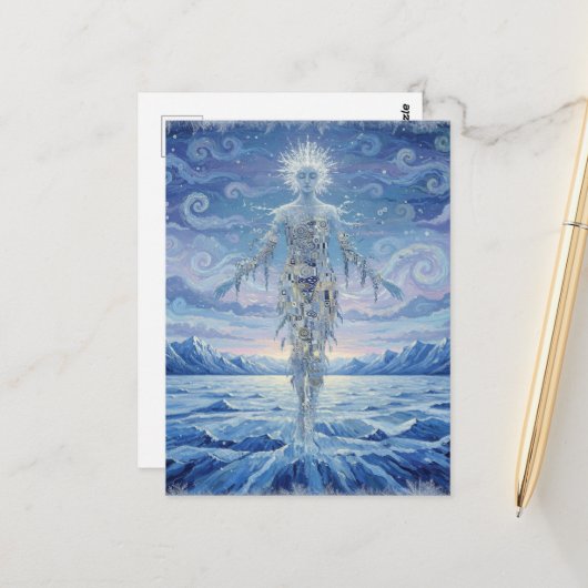 Die Wintergöttin Schnee und Eisberge Postkarte (Vorderseite/Rückseite Beispiel)