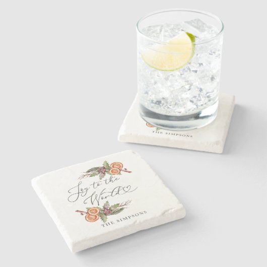 Die Winterlandschaft Freude an der Welt Steinuntersetzer (Seitenansicht)