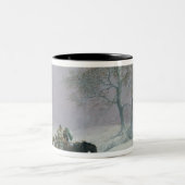 Die winterliche zu vermarkten Straße Zweifarbige Tasse (Mittel)