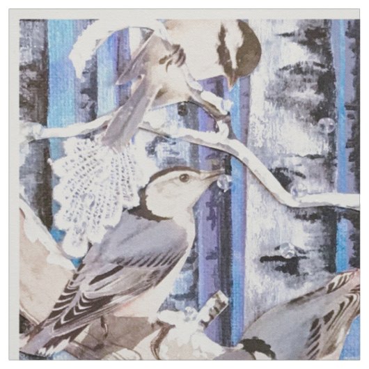 Die Wintervögel Stoff (Muster)