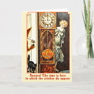 Die Witching Stunden-Vintage Halloween-Kunst Karte