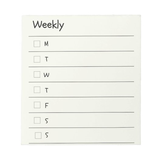 Die Woche im Stil organisieren Notizblock (Vorderseite)