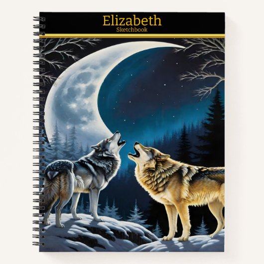 Die Wölfe servieren das Mondlicht an einer Wintern Notizblock (Vorderseite)