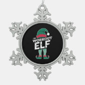Die Workout-Elf-Gruppe passt Weihnachten in die Fa Schneeflocken Zinn-Ornament (Vorderseite)