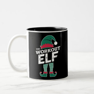 Die Workout-Elf-Gruppe passt Weihnachten in die Fa Zweifarbige Tasse