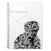 Die Wörter stellen das Mann-Notizbuch | her, zu