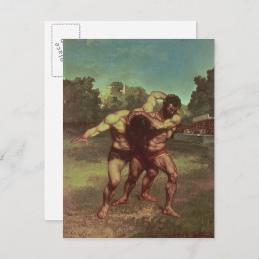 Die Wrestler, 1853 Postkarte (Vorne/Hinten)