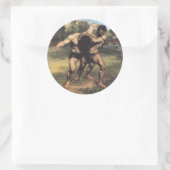 Die Wrestler Runder Aufkleber (Tasche)