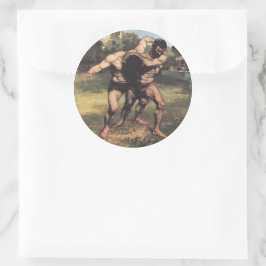 Die Wrestler Runder Aufkleber (Tasche)
