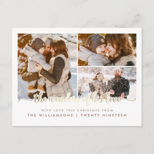 Die Wunder seiner Liebe Weihnachten 3 FotoCollage Postkarte (Vorderseite)