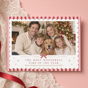 Die wunderbarste Weihnachtszeit in Rot und Rosa Fa Feiertagskarte