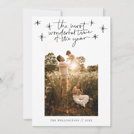 Die wunderbarste Zeit des Fotos Feiertagskarte (Vorderseite)