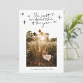 Die wunderbarste Zeit des Fotos Feiertagskarte (Stehend Vorderseite)