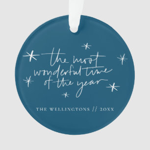 Die wunderbarste Zeit des Jahr-Feiertags-Blaus Ornament
