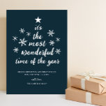 Die wunderbarste Zeit des Jahres Blauer Script Non Feiertagskarte<br><div class="desc">Die schönste Zeit des Jahres Blue Script Non Foto Holiday Card. Senden Sie Ihren personalisierten und individuell gestaltbaren Urlaub an Freunde,  Kollegen und Familie in schlichten,  eleganten und modernen Foto Design festliche,  natürliche minimalistische Stilkarten! Unter der Kalligrafie finden Sie Ihre persönliche Grußbotschaft in der modernen Typografie.</div>