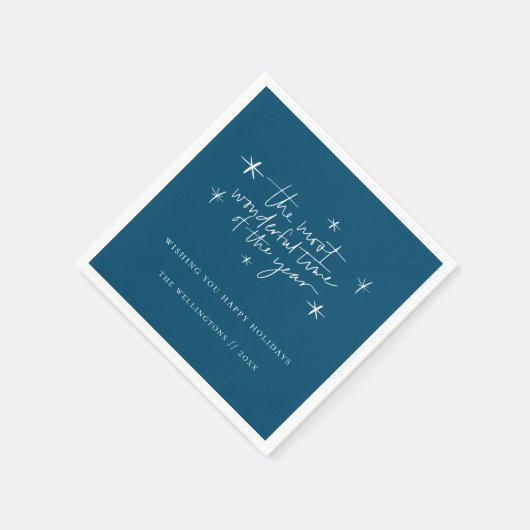 Die wunderbarste Zeit des Jahres Blue Holiday Serviette (Ecke)