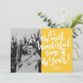 Die wunderbarste Zeit des Jahres | Gelbes Foto Einladung (Stehend Vorderseite)