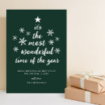 Die wunderbarste Zeit des Jahres Grünes Skript Non Feiertagskarte<br><div class="desc">Die schönste Zeit des Jahres Green Script Non Foto Holiday Card. Senden Sie Ihren personalisierten und individuell gestaltbaren Urlaub an Freunde,  Kollegen und Familie in schlichten,  eleganten und modernen Foto Design festliche,  natürliche minimalistische Stilkarten! Unter der Kalligrafie finden Sie Ihre persönliche Grußbotschaft in der modernen Typografie.</div>