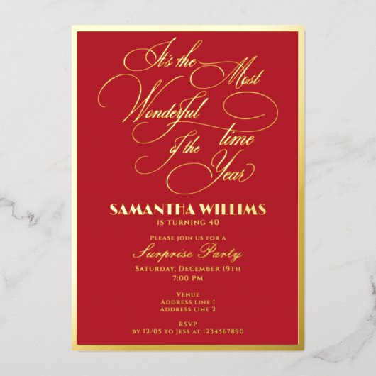 Die wunderbarste Zeit des Jahres jedes Lebensalter Folieneinladung (Vorderseite)