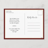 Die wunderbarste Zeit des Jahres Rotes Skript-Foto Feiertagspostkarte (Rückseite)