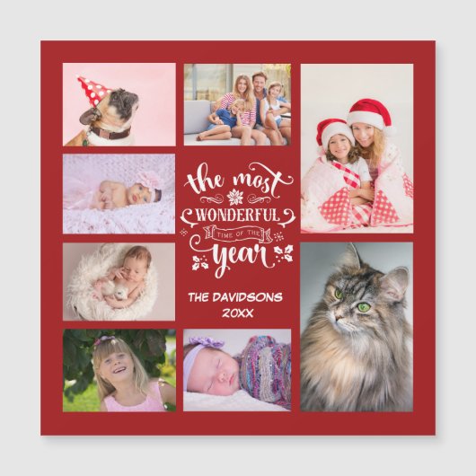 Die wunderbarste Zeit des Jahres Script-Fotos Magnetkarte (Vorderseite)