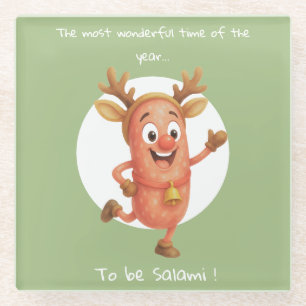 Die wunderbarste Zeit des Jahres...um Salami zu se Glasuntersetzer