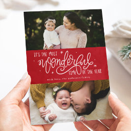 Die wunderbarste Zeit des Roten Fotos im Jahr Feiertagskarte